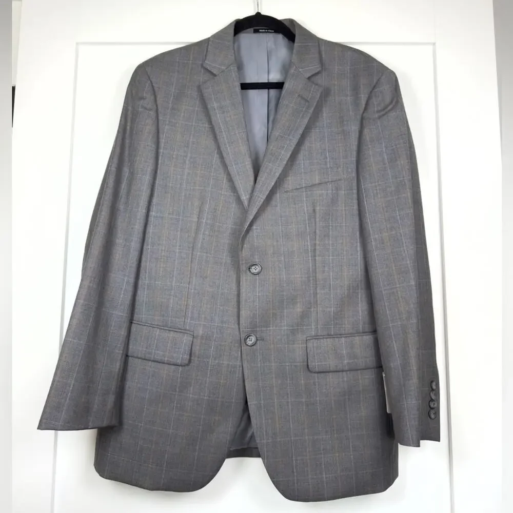 Pronto Uomo Platinum Men Two Button Gray Blazer Wool Blend Sport Coat Jacket 40R